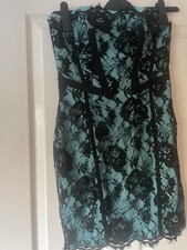 BNWT Karen Milen Blue And Black Lace Mini Corset Dress  Size 10