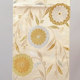 4-Piece Vintage Japanese Silk Kimono Set &ndash; Orange with Gold Accents & Cream Obi