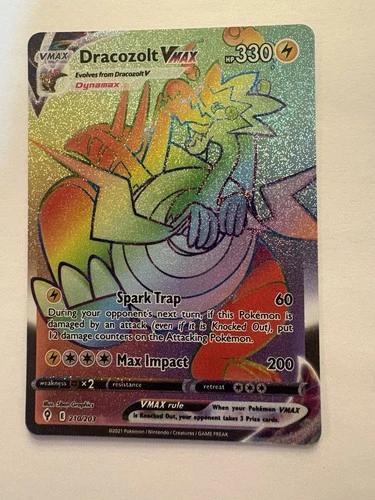 Dracozolt VMAX 210/203 Rainbow Rare Evolving Skies Pokemon Near Mint
