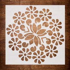 DLY LIFESTYLE Boho Flower Stencil for Painting on 6x6 inches, Rangoli 7"x7"