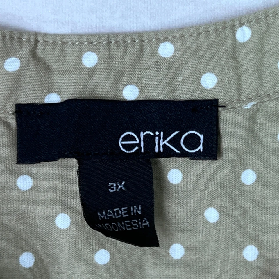 Camisa Erika Top Mujer 3X Beige Lunares Abotonada Manga Corta Mezcla Algodón Foto 4 de 4