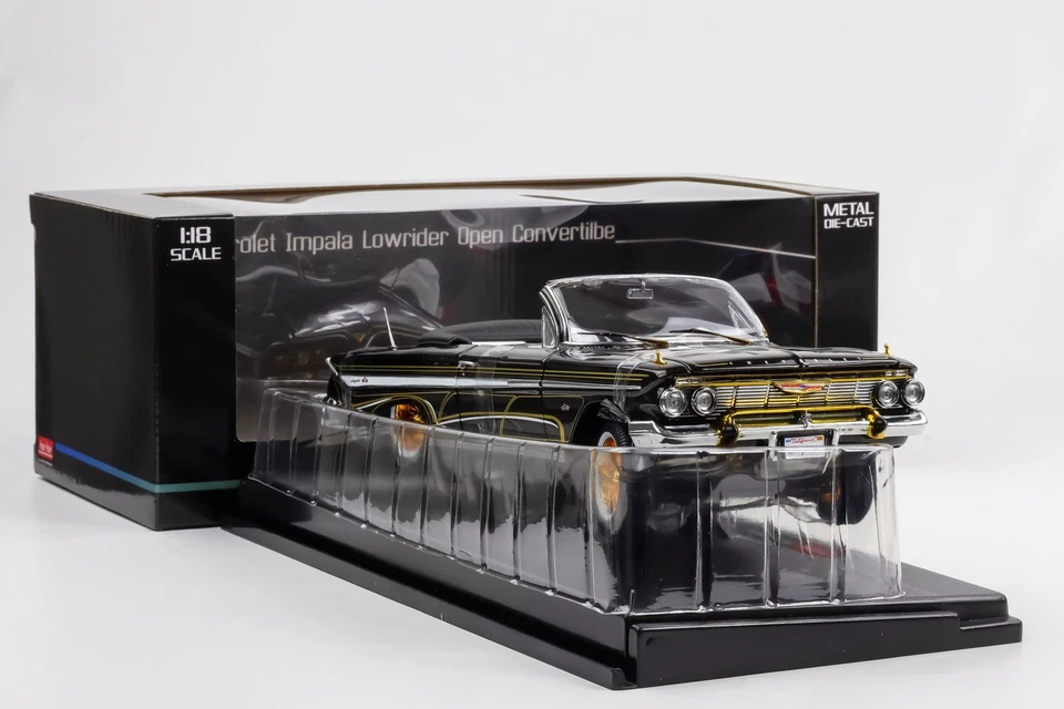1:18 Sun Star Chevrolet Impala 1961 Cabrio Aperto Lowrider Nero 2110 - Immagine 2 di 4