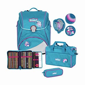 Schulranzen Mädchen Scout ALPHA Dolphins 5-teiliges Set Schultasche