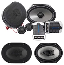 Pair Rockville RV68.2C 6x8 / 5x7" Component Speakers+6x8" Coaxial 3-Way Speakers