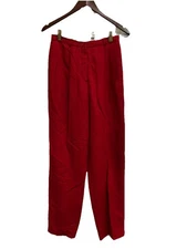 Women Dress Red Linen Pants Size 8 Pleats VYG