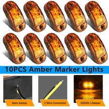 10 Pack  Marker Lights 2.5" LED Truck Trailer Oval Clearance Side Lamp Amber