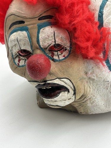 Máscara completa de látex de payaso de 4 caras de miedo de Halloween adulto cabello rojo dientes afilados espeluznante - Imagen 8 de 11