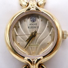 Anne Klein Wave Face Analog Womens 6" Gold Bracelet Watch New Battery