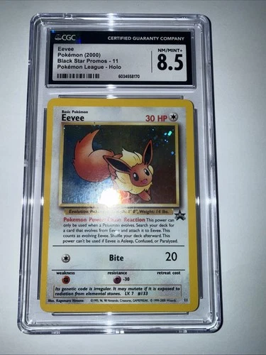 2000 POKEMON BLACK STAR PROMO POKEMON LEAGUE #11 EEVEE HOLO CGC 8.5