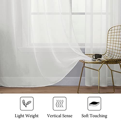 2 Panels Solid Color Sheer Window Curtains 54"W x 63"L (Pack of 2) Ivory - Bild 4 von 6
