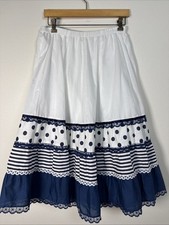 Vintage Carefree Fashions Scottsdale OS Lace Blue Western Prairie Midi Skirt USA