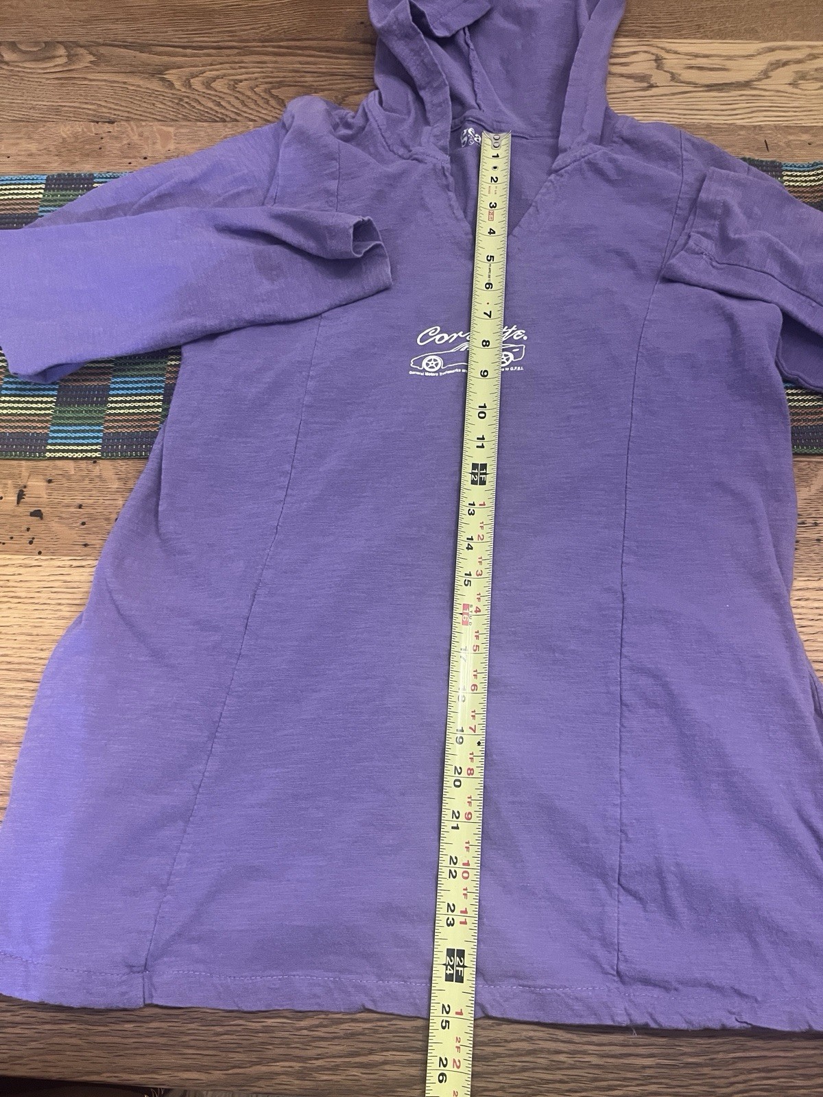 Vintage Corvette Women’s Hooded Long Sleeve Tshirt Purple General Motors 