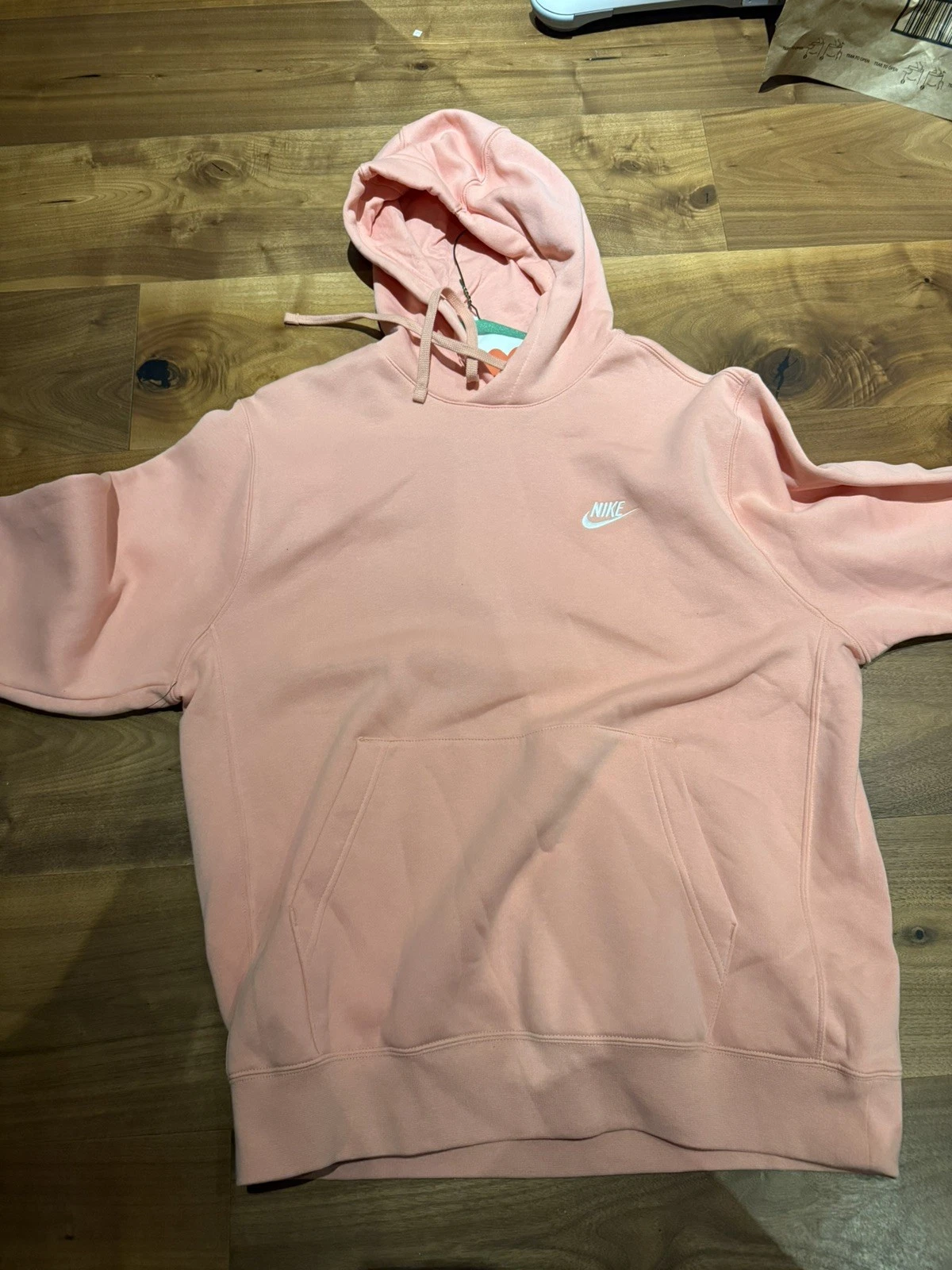 Nike Club Fleece Men's Hoodie Size L Sweatshirt Madder Root Salmon Pink NWT