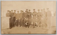c1918 RPPC Military Group Men in Uniform on Ship Real Photo Postcard SS Tivives