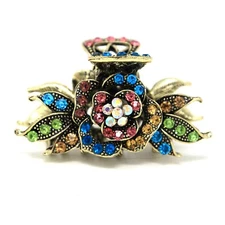 NEW Rhinestones Crystal metal rose flowers hair Clip Hair Claw Hairpin USA