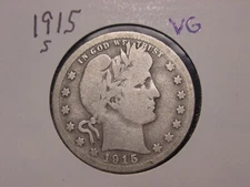 1915-S BARBER QUARTER VG POPULAR BETTER DATE PQ ORIGINAL FREE SHIPPING
