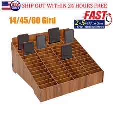 Top Desk Organizer Wooden Phone Holder Pen Box Storage Case Rack Card document