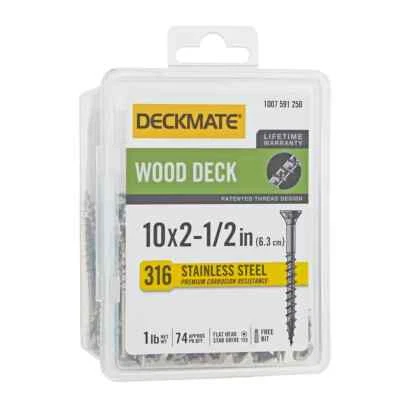 DECKMATE Marine Grade Stainless Steel #10 X 2-1/2 in. Wood Deck Screw 1lb (Approximately