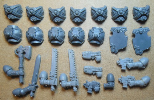 Space Marines - Assault Squad 2004 - Torso Shields Power Sword Axe (a) Bits 40K