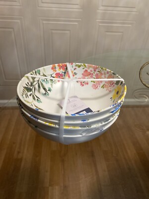 New The Farmhouse Floral  by Rachel Ashwell  MELAMINE Salad Bowl 7.5  Set of 4