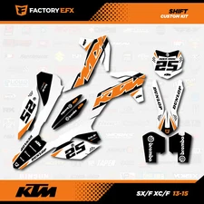 White & Orange Shift Graphics Kit fits KTM 13-15 SX SXF XC XCF 125 250 300 450