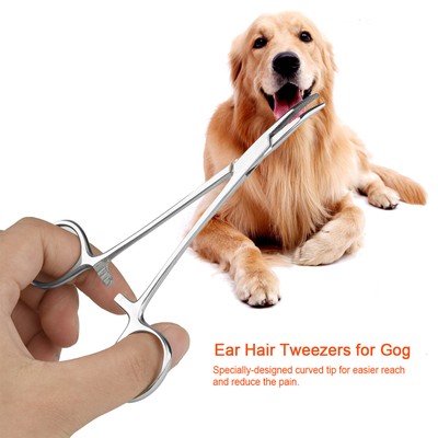 Edelstahl Pet Dog Cat Ear Hair Pinzetten Curved Tip Cleaning Clamp