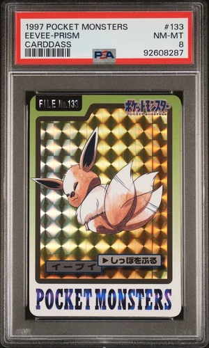 Pokémon 1997 Carddass Eevee Prism Holo PSA 8