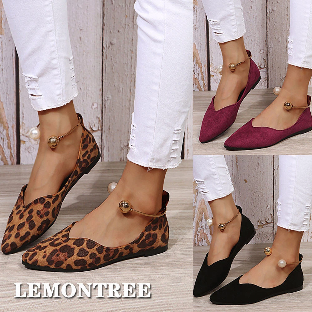 Leopard flats ankle strap cheap