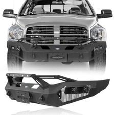 Front Bumper W Winch Plate 4x Led Lights Fit 2006-2009 Dodge Ram 2500 3500