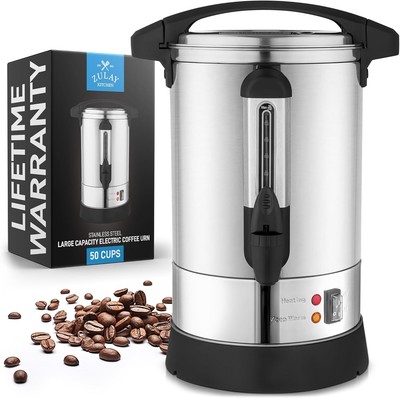 Zulay Commercial Coffee Maker - 50 Cup Urn With 50 Cup, Silver 
