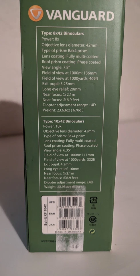 Vanguard Spirit XF Binoculars, Waterproof/Fogproof, Bak4 Phase-Coated Prisms - Image 3 of 4