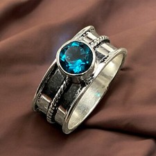 925 Sterling Silver Jewelry Natural Apatite Gemstone Handmade Ring All Size DP