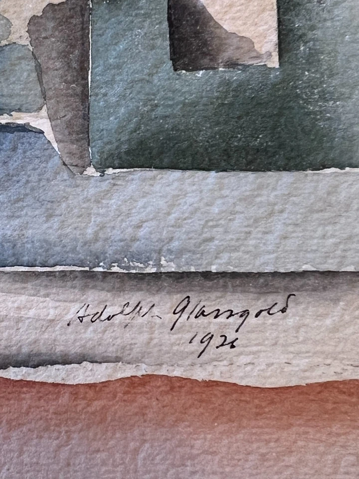 acuarela invierno catedral gótica, oro cristal 1926, original Foto 3 de 3