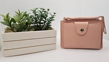 Stylish Bi-fold Mini Wallet with Coin Pouch - Pink