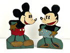 Vintage Walt Disney Mickey + Minnie Mouse Door Stop 1930s Folk Art Paint Antique