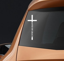 Vinyl Decal Car Truck Sticker Christian Quotes Saved By Grace Cross