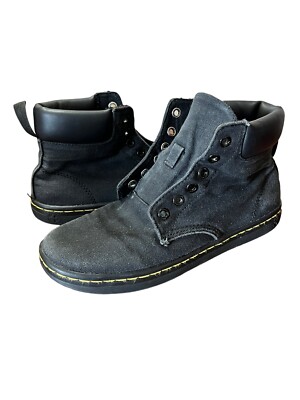 Dr. Martens Black Canvas Chukka Boots with Yellow Stitching Cairo Canvas Chukka Boots in Black Canvas | Dr. Martens main image 3