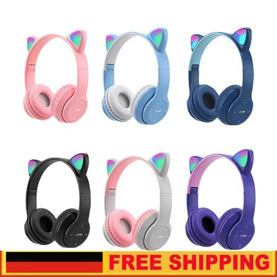 Gaming Headset Cat Ear Bluetooth-kompatible Helme Glow Light Cute für PC Phone D