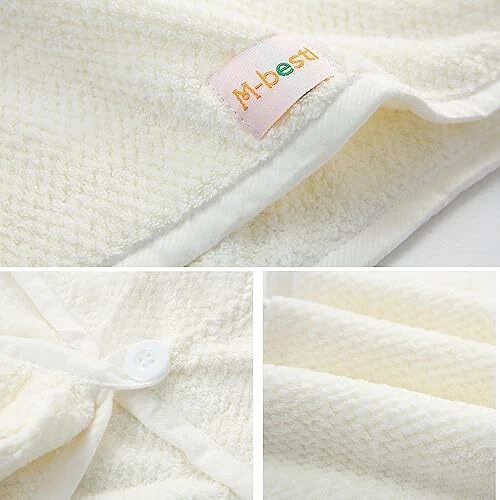 Toalla para el cabello, toalla de secado con botón, toalla turbante para el cabello, paquete de 2: rosa y beige Foto 3 de 4