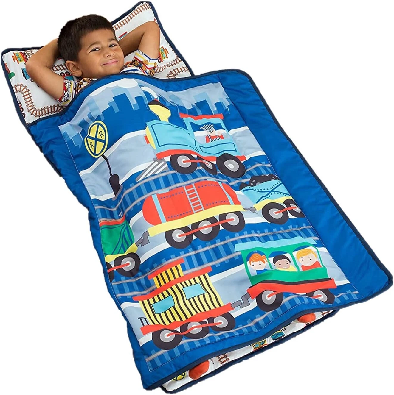 All-in-One Toddler Nap Mat with Pillow & Blanket - Machine Washable Design
