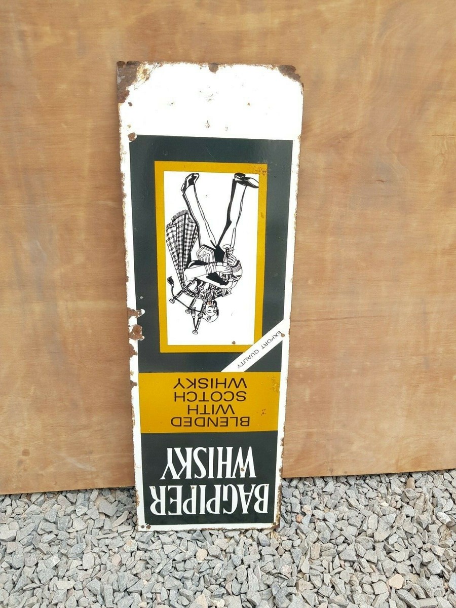 1940s Vintage Bagpiper Whisky Blended With Scotch Whisky Enamel