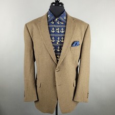 Jos A Bank Blazer Mens Sport 46R Brown Wool Flannel Coat 2 Button Jacket Casual