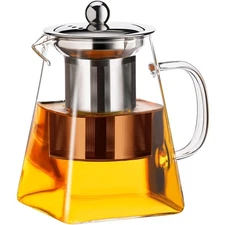 Glass Teapot 18.6 OZ Borosilicate Kettle with Stainless Steel Infuser for Tea