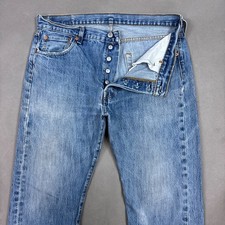 Levis 501 Jeans Mens 36x34 Blue Button Fly Denim Pants Faded Distressed Workwear