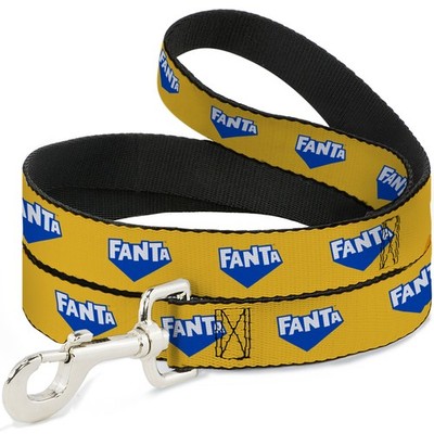 Dog Leash FANTA Logo Pineapple Yellow/Blue/White NARROW 0.5''