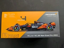 Burago McLaren MCL38 Miami Grand Prix 2024 LN4 1/43 Scale Model Car Lando Norris