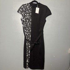 NWT Tommy Hilfiger Women’s Black White Floral Print Sleeveless Dress Size 10 New