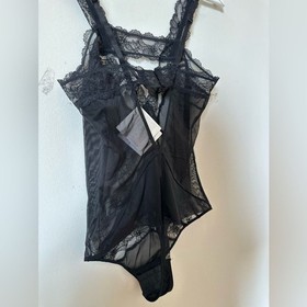 La Perla Studio Black Lace Sheer Mesh Bodysuit Thong NWT Size M Lingerie
