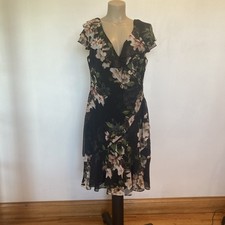 New lauren ralph lauren size 14 multi color floral dress with ruffles