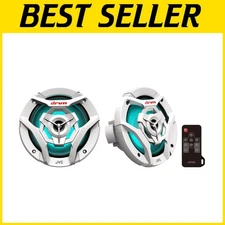 Weatherproof 6.5 Inch 2-Way Coaxial Speakers with Multi-Color LED and Remote
